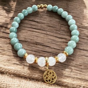 Heilsteinarmband aus grüner und weißer Jade