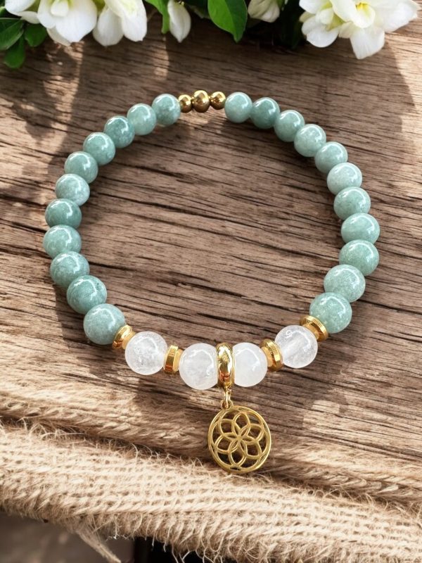 Heilsteinarmband aus grüner und weißer Jade